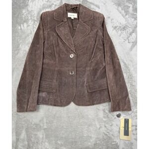 Vintage Cherokee Brown Suede Blazer Jacket Womens Medium Leather 2000s Y2K NWT